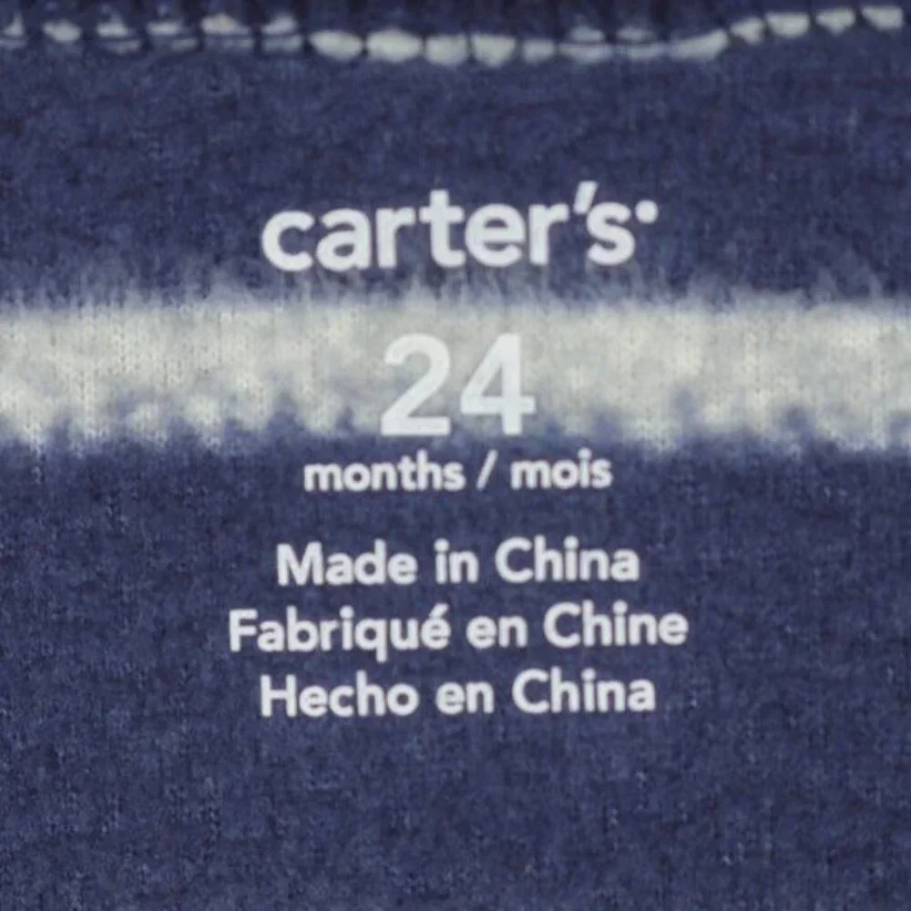 Carter's Infant 24 Months Blue & Gray Striped Fleece 1/4 Zip Pullover Jacket - Picture 7 of 7